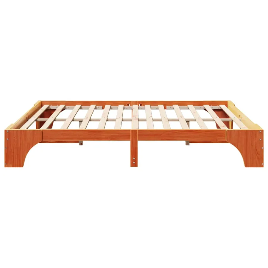 Cadre de lit Brun cire 200 x 200 cm Pin massif - 6