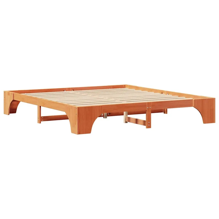 Cadre de lit Brun cire 200 x 200 cm Pin massif - 7