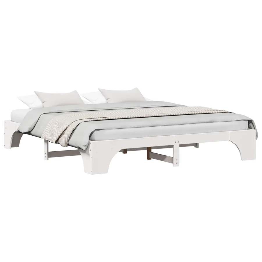 Cadre de lit Blanc 180 x 200 cm Pin massif - 2