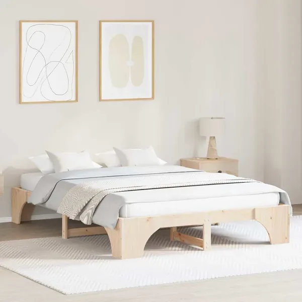 Cadre de lit Naturel 150 x 200 cm Pin massif