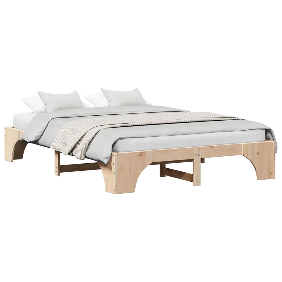 Cadre de lit Naturel 150 x 200 cm Pin massif - 2
