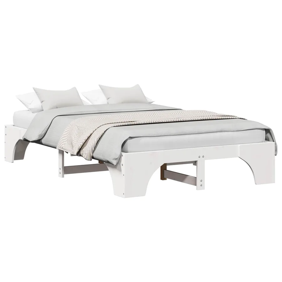 Cadre de lit Blanc 120 x 200 cm Pin massif - 2