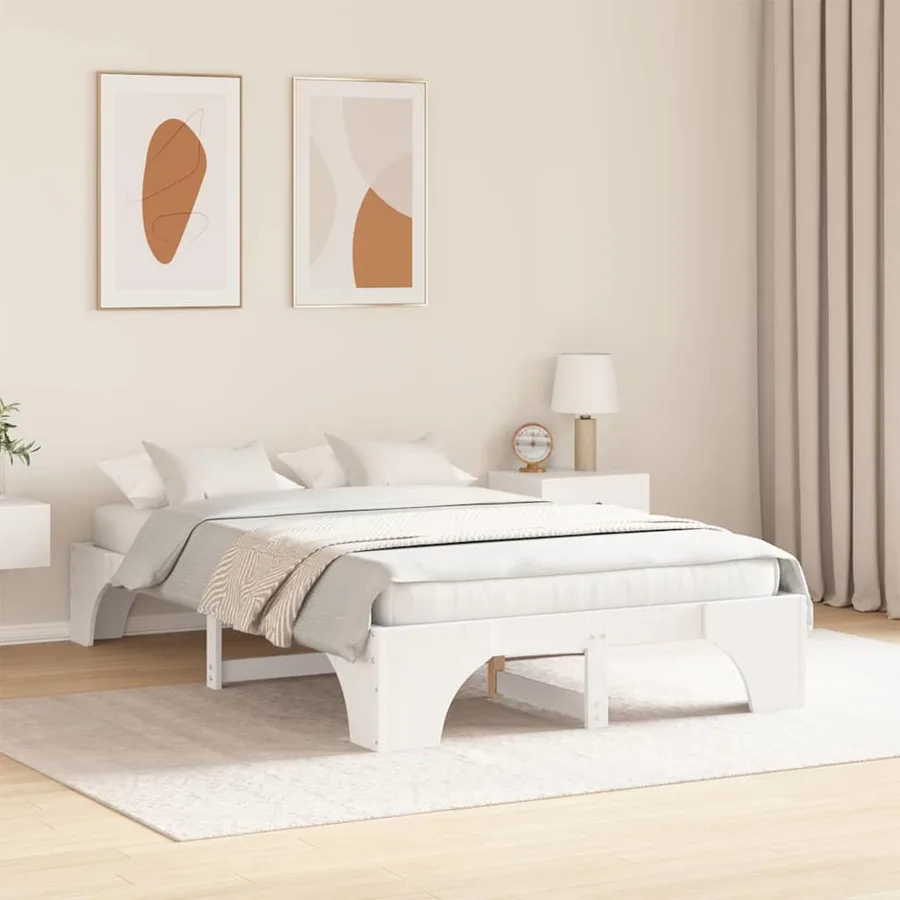 Cadre de lit Blanc 120 x 200 cm Pin massif - 3