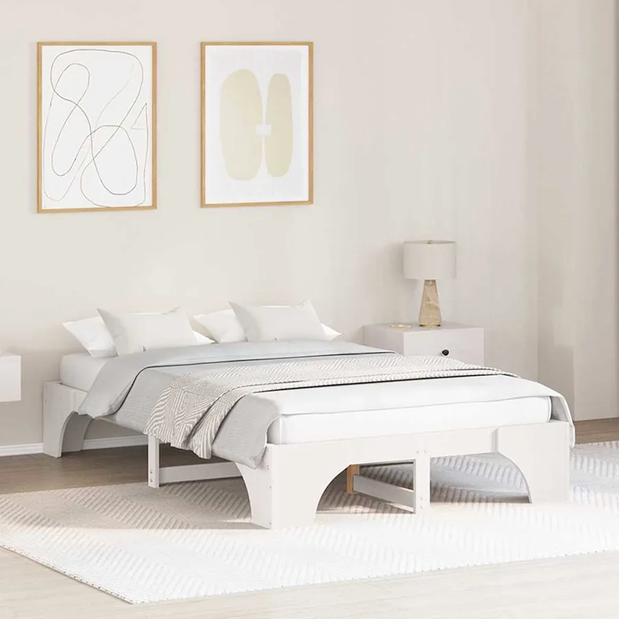 Cadre de lit Blanc 120 x 190 cm Pin massif