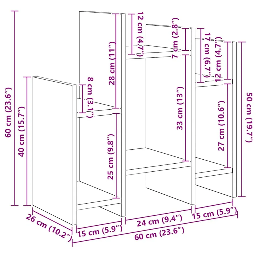 Meuble d'appoint Chêne artisanal 60 x 26 x 60 cm - 9
