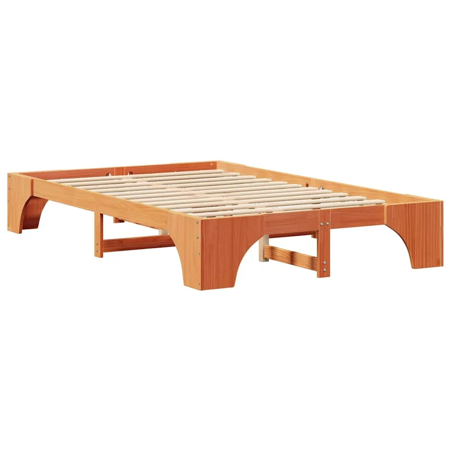 Cadre de lit Brun cire 135 x 190 cm Pin massif - 4