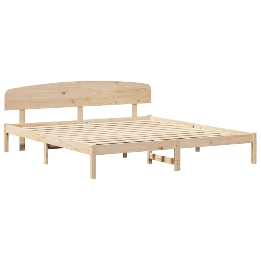 Cadre de lit avec tête de lit Naturel 200 x 200 cm Pin massif - 4