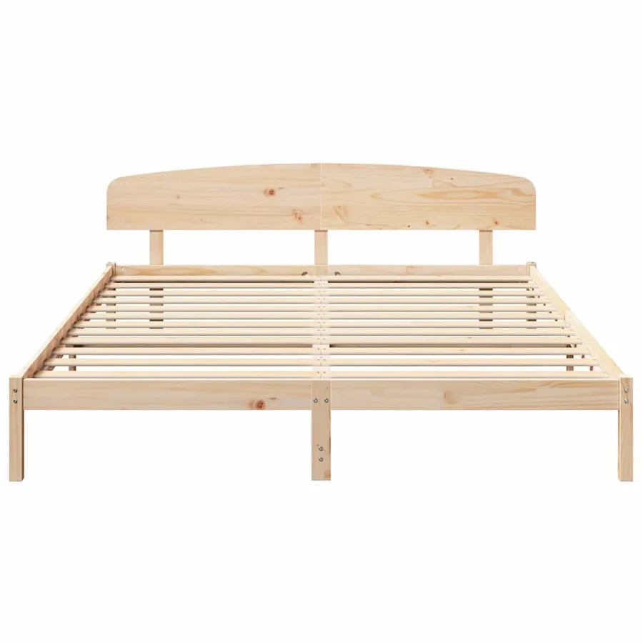 Cadre de lit avec tête de lit Naturel 200 x 200 cm Pin massif - 5