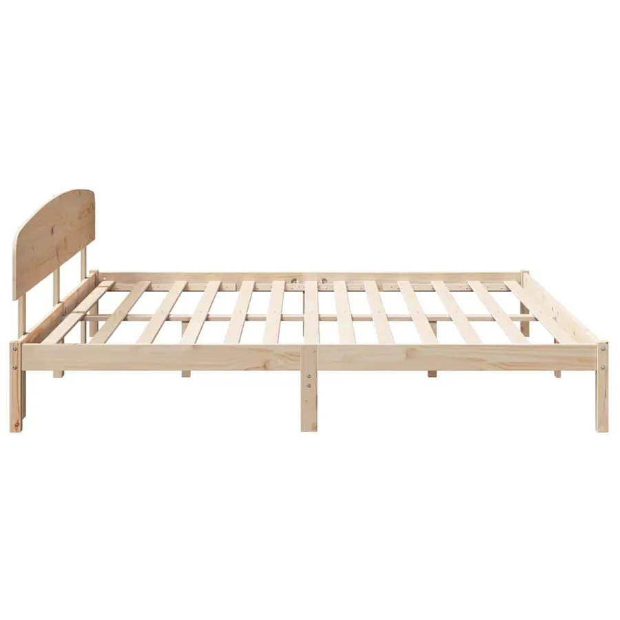 Cadre de lit avec tête de lit Naturel 200 x 200 cm Pin massif - 6