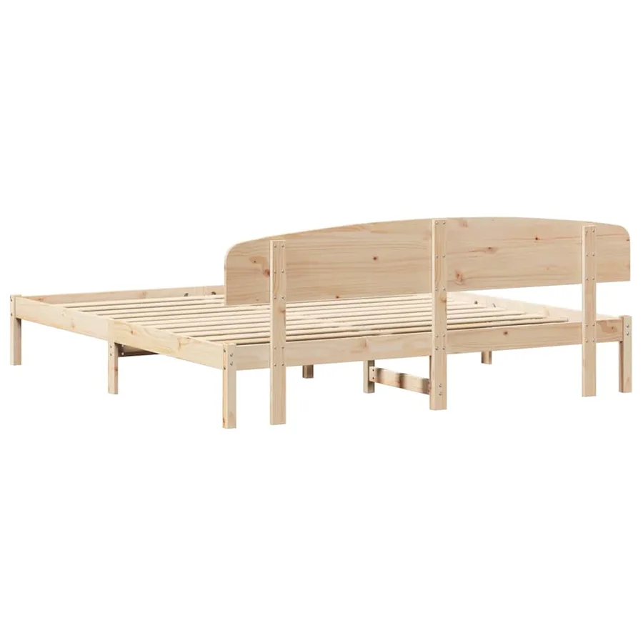 Cadre de lit avec tête de lit Naturel 200 x 200 cm Pin massif - 7