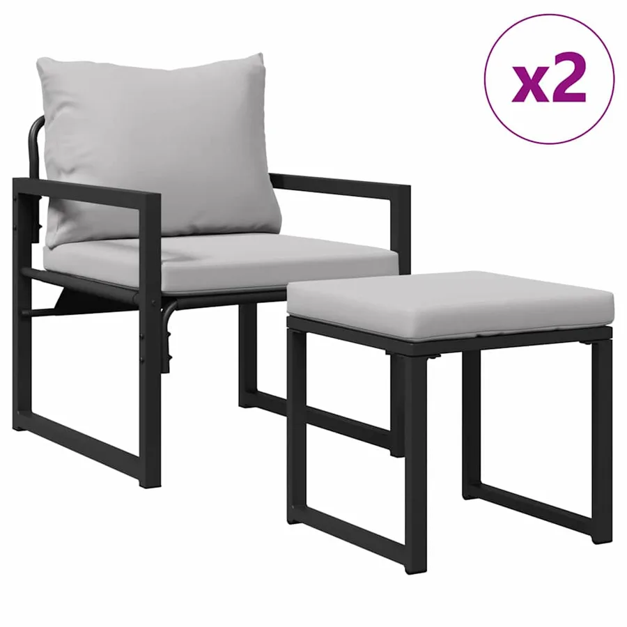 Mobilier de jardin 4 pcs 2-Nombre de places Gris clair - 2