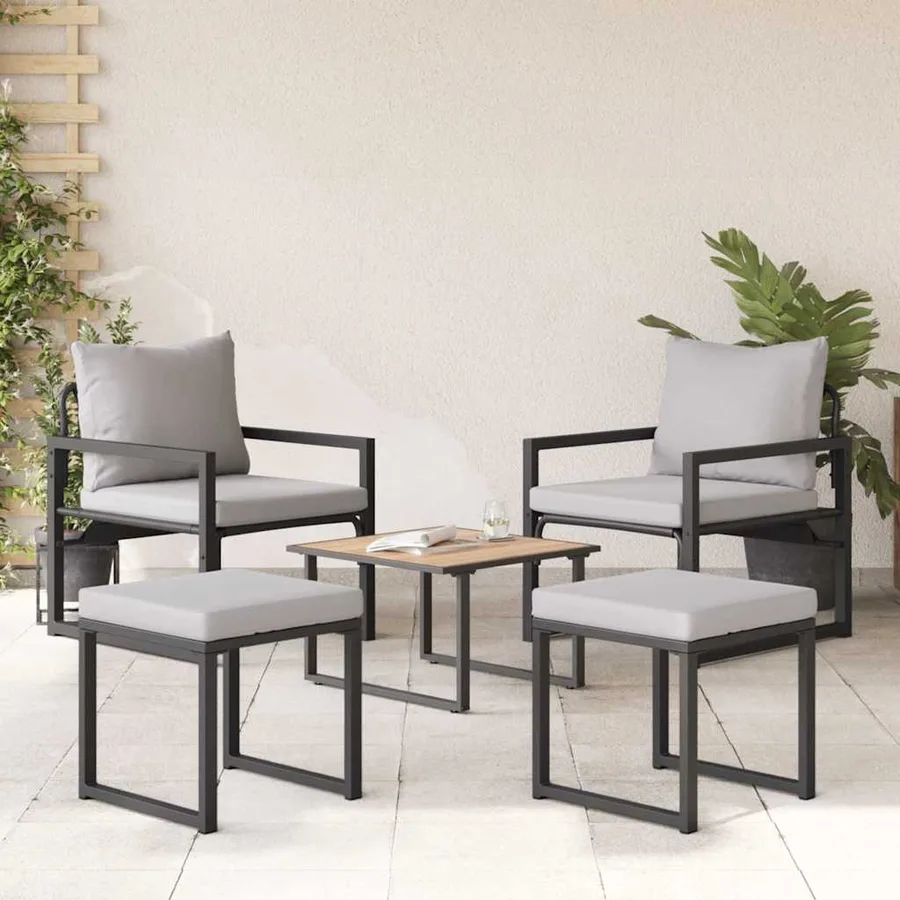 Mobilier de jardin 4 pcs 2-Nombre de places Gris clair - 3