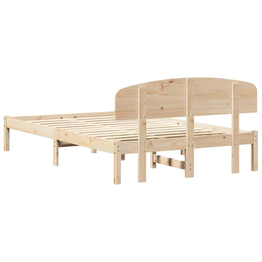 Cadre de lit avec tête de lit Naturel 120 x 200 cm Pin massif - 7