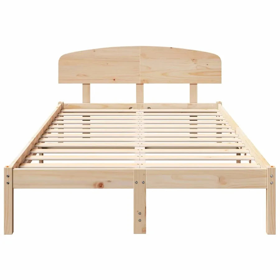 Cadre de lit avec tête de lit Naturel 135 x 190 cm Pin massif - 5