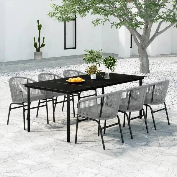 Ensemble à manger de jardin 7 pcs Gris