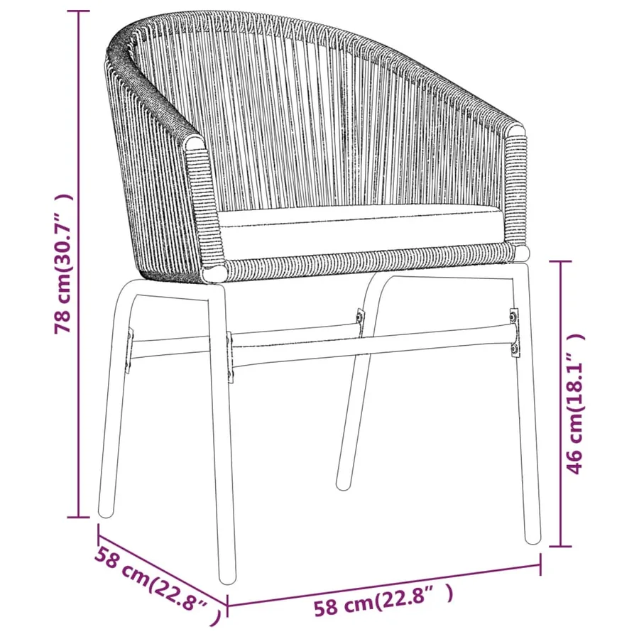 Ensemble à manger de jardin 7 pcs Gris - 8