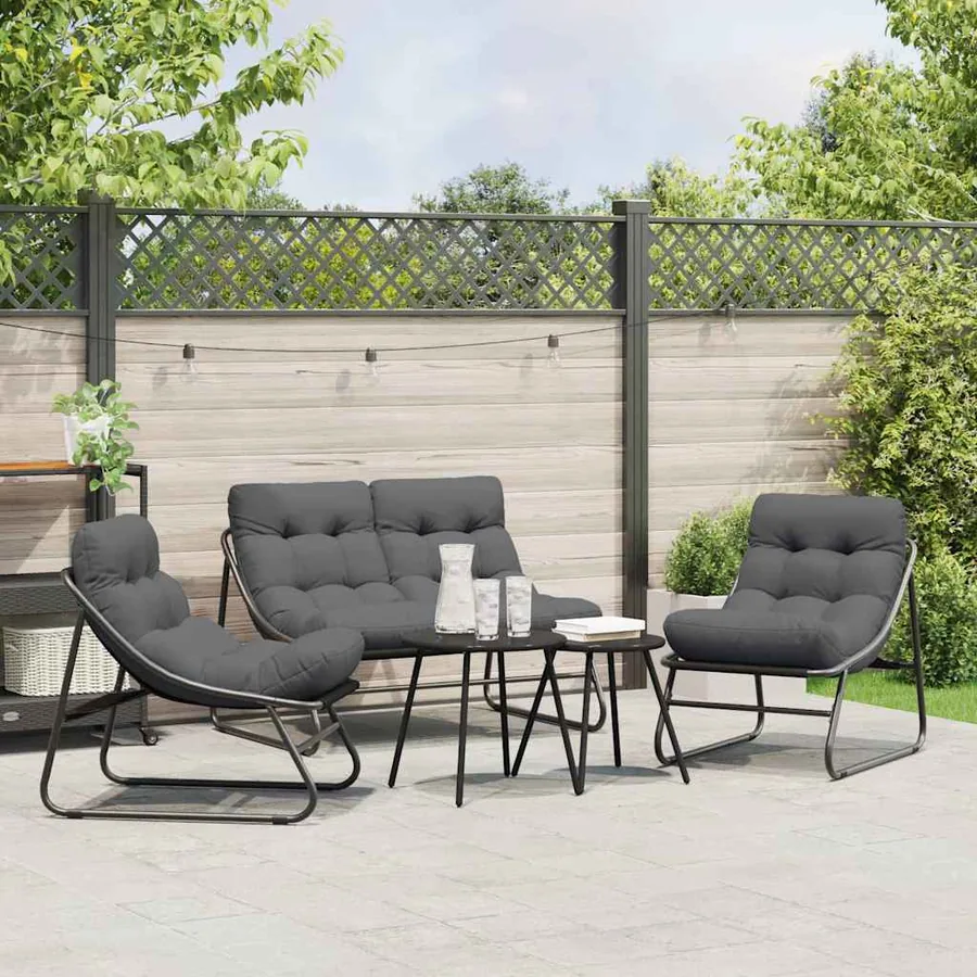 Ensemble de salle à manger pour jardin 5 pcs Noir Acier
