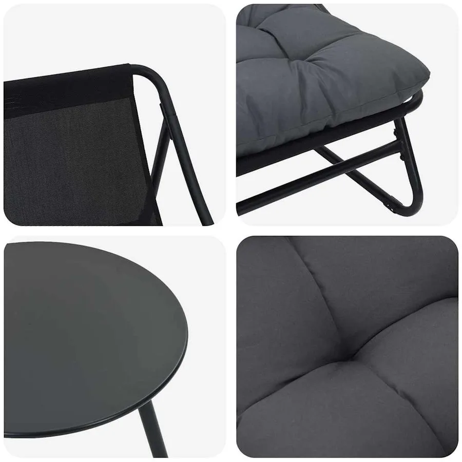 Ensemble de salle à manger pour jardin 5 pcs Noir Acier - 12