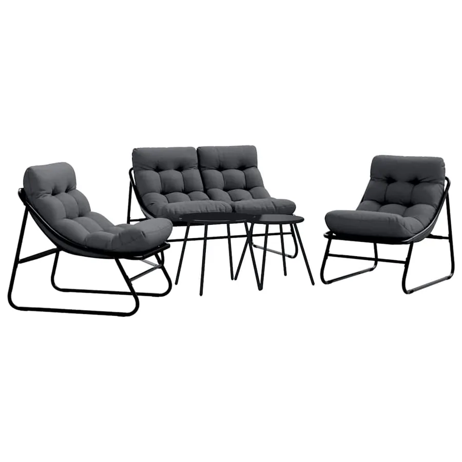Ensemble de salle à manger pour jardin 5 pcs Noir Acier - 2