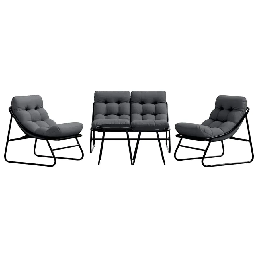 Ensemble de salle à manger pour jardin 5 pcs Noir Acier - 8