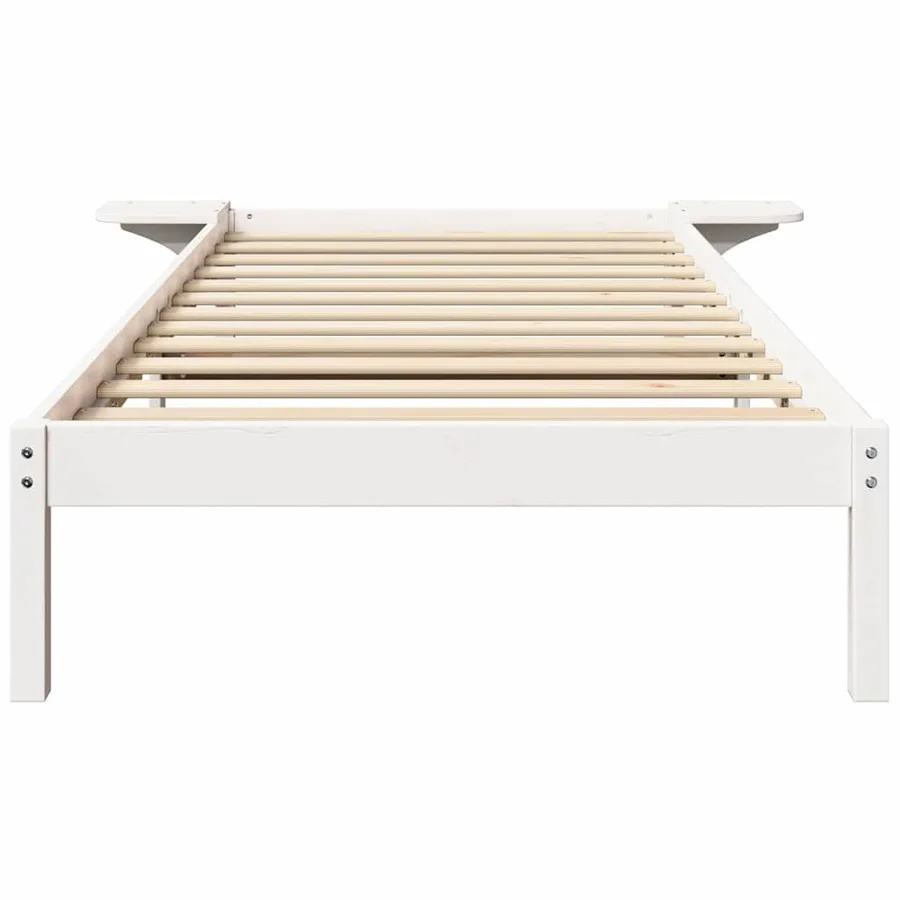Cadre de lit Blanc 75 x 190 cm Pin massif - 5