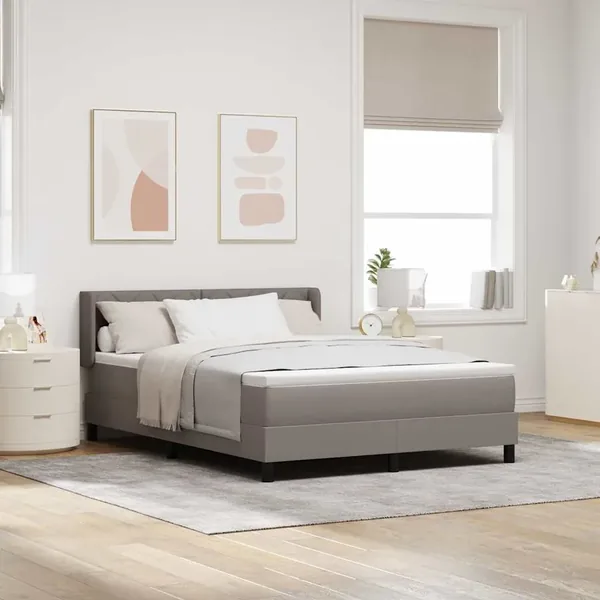 Lit à ressorts avec tête de lit Taupe 200 x 160 cm tissu