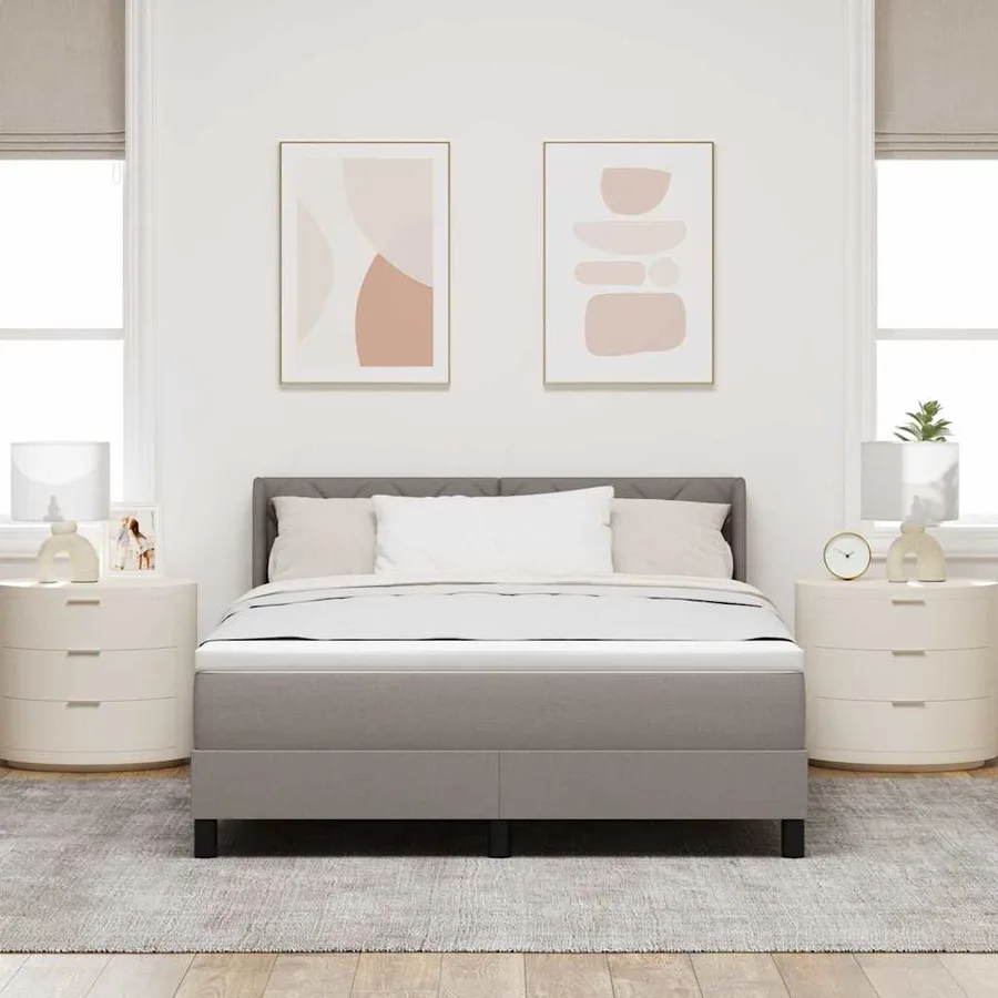 Lit à ressorts avec tête de lit Taupe 200 x 160 cm tissu - 3