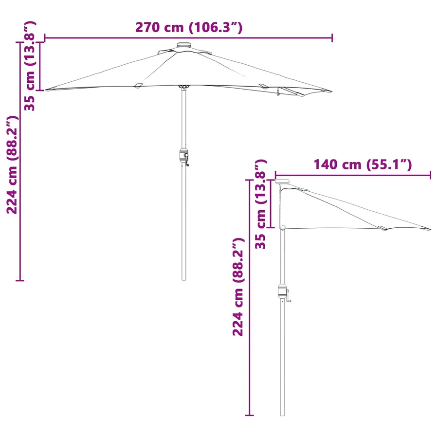 Parasol de jardin Sable 294 x 150 x 223 cm Polyester et Acier - 13