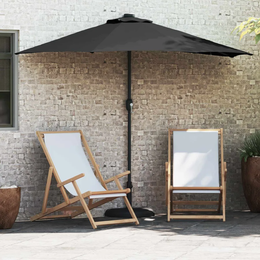 Parasol de jardin Noir 294 x 150 x 224 cm Polyester et Acier