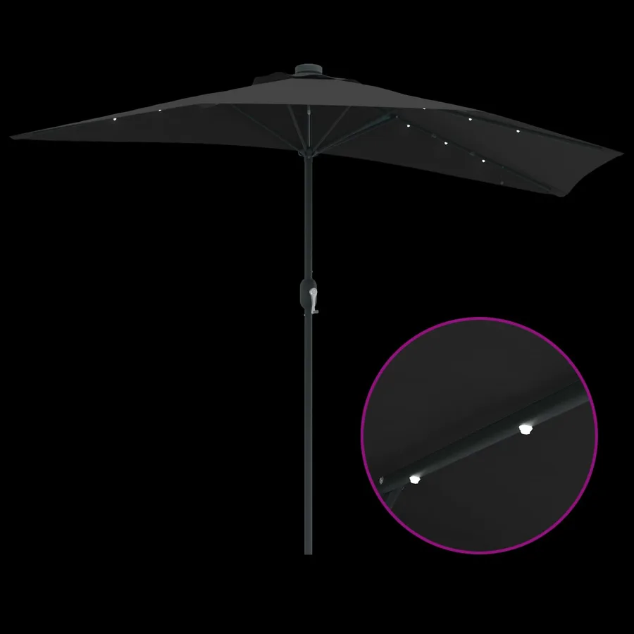 Parasol de jardin Noir 294 x 150 x 224 cm Polyester et Acier - 10