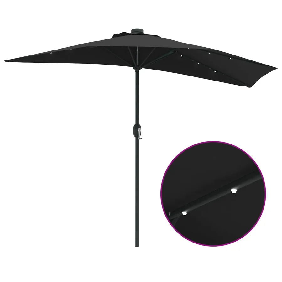 Parasol de jardin Noir 294 x 150 x 224 cm Polyester et Acier - 11