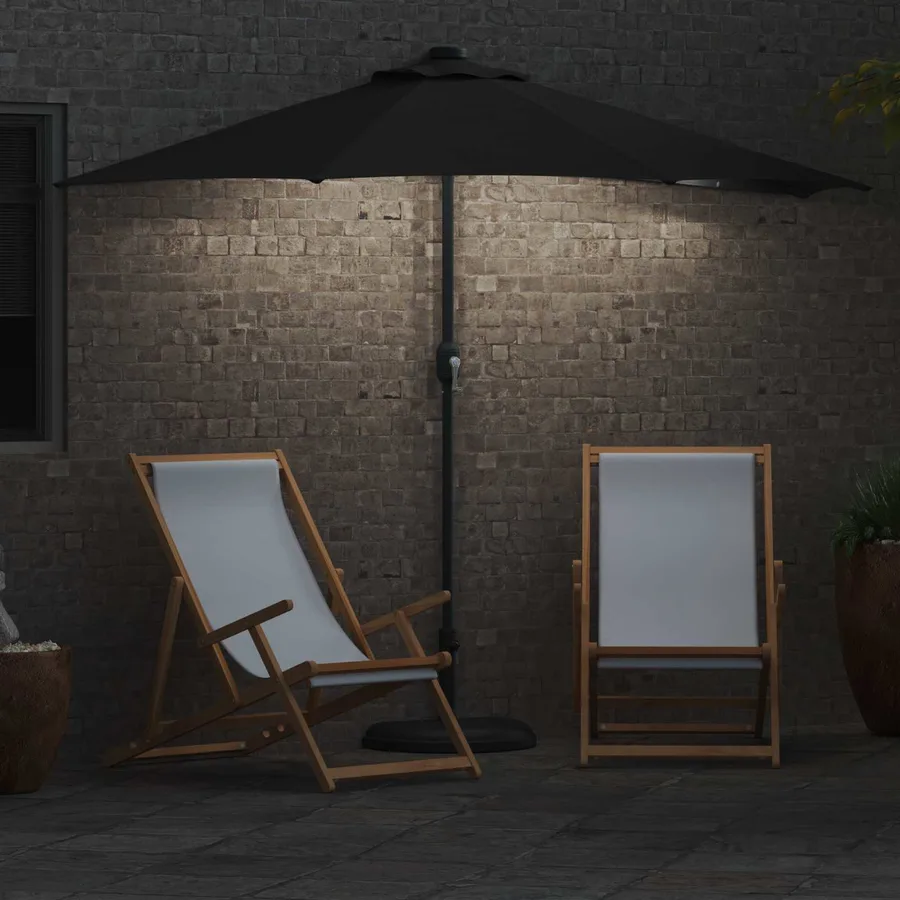 Parasol de jardin Noir 294 x 150 x 224 cm Polyester et Acier - 4