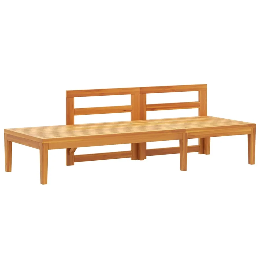 Banc de jardin avec table et coussins Blanc crème Teck solide - 4