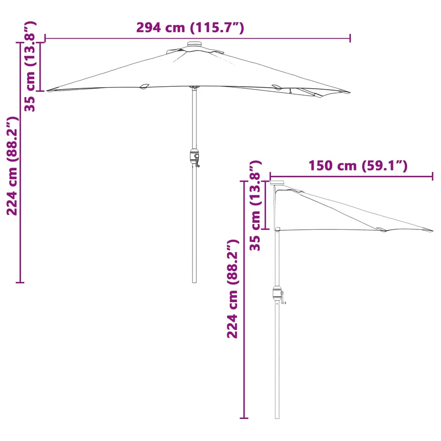 Parasol de jardin Sable 294 x 150 x 224 cm Polyester et Acier - 13