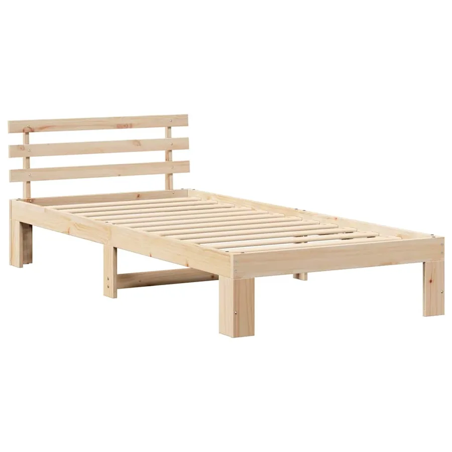 Cadre de lit avec tête de lit Naturel 90 x 190 cm Pin massif - 4