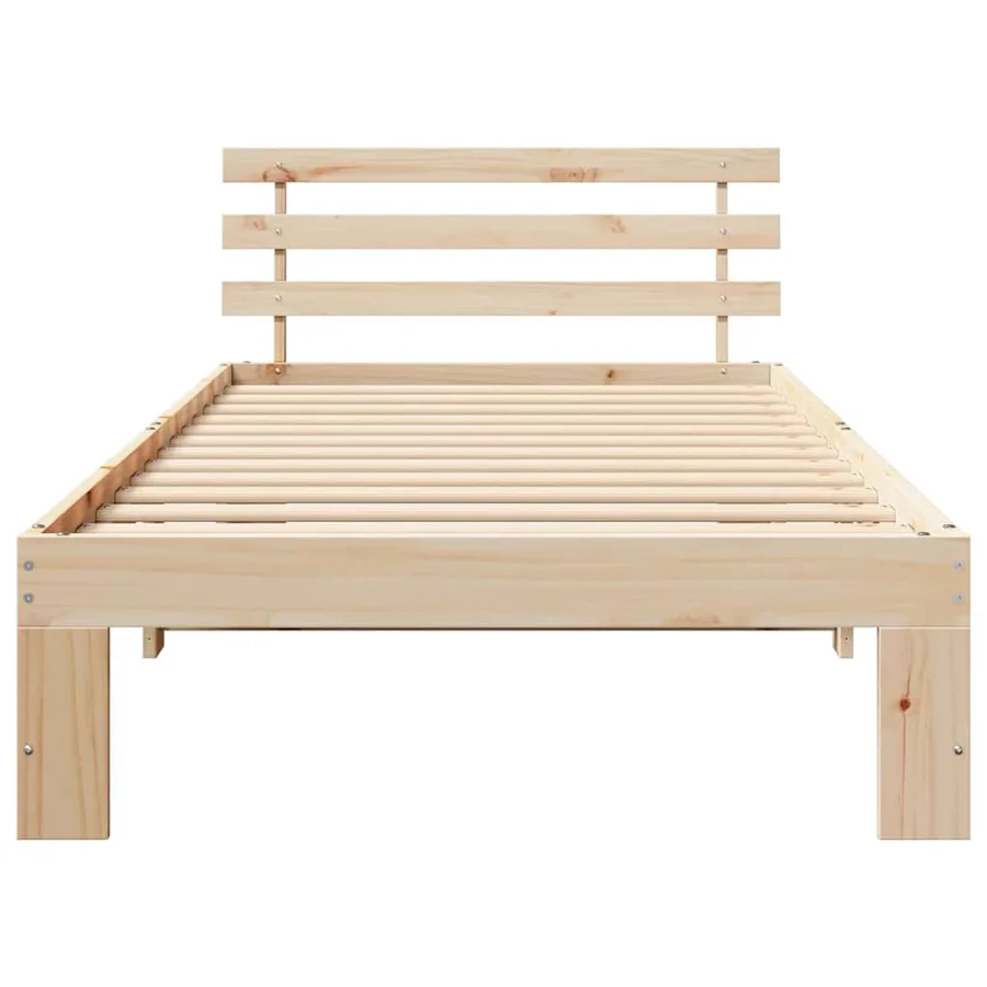 Cadre de lit avec tête de lit Naturel 90 x 190 cm Pin massif - 5