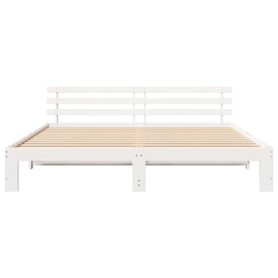 Cadre de lit avec tête de lit Blanc 200 x 200 cm Pin massif - 5