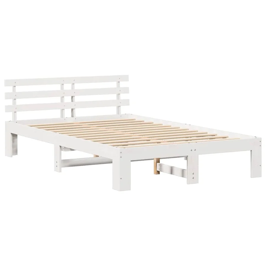 Cadre de lit avec tête de lit Blanc 135 x 190 cm Pin massif - 4