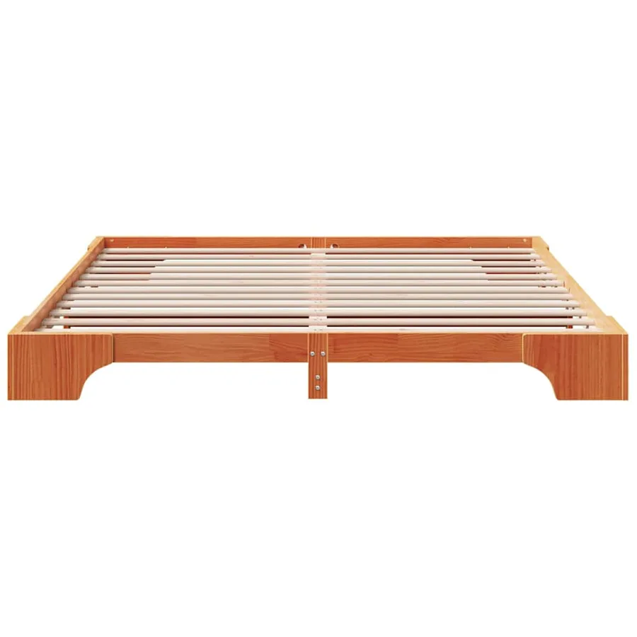 Cadre de lit Brun cire 200 x 200 cm Pin massif - 5