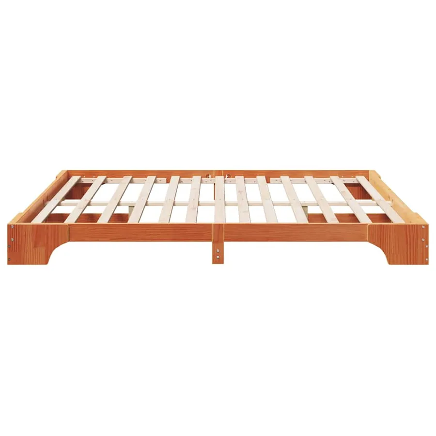 Cadre de lit Brun cire 200 x 200 cm Pin massif - 6