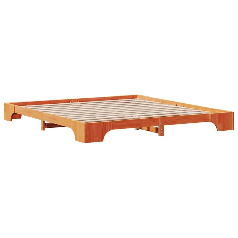 Cadre de lit Brun cire 200 x 200 cm Pin massif - 7