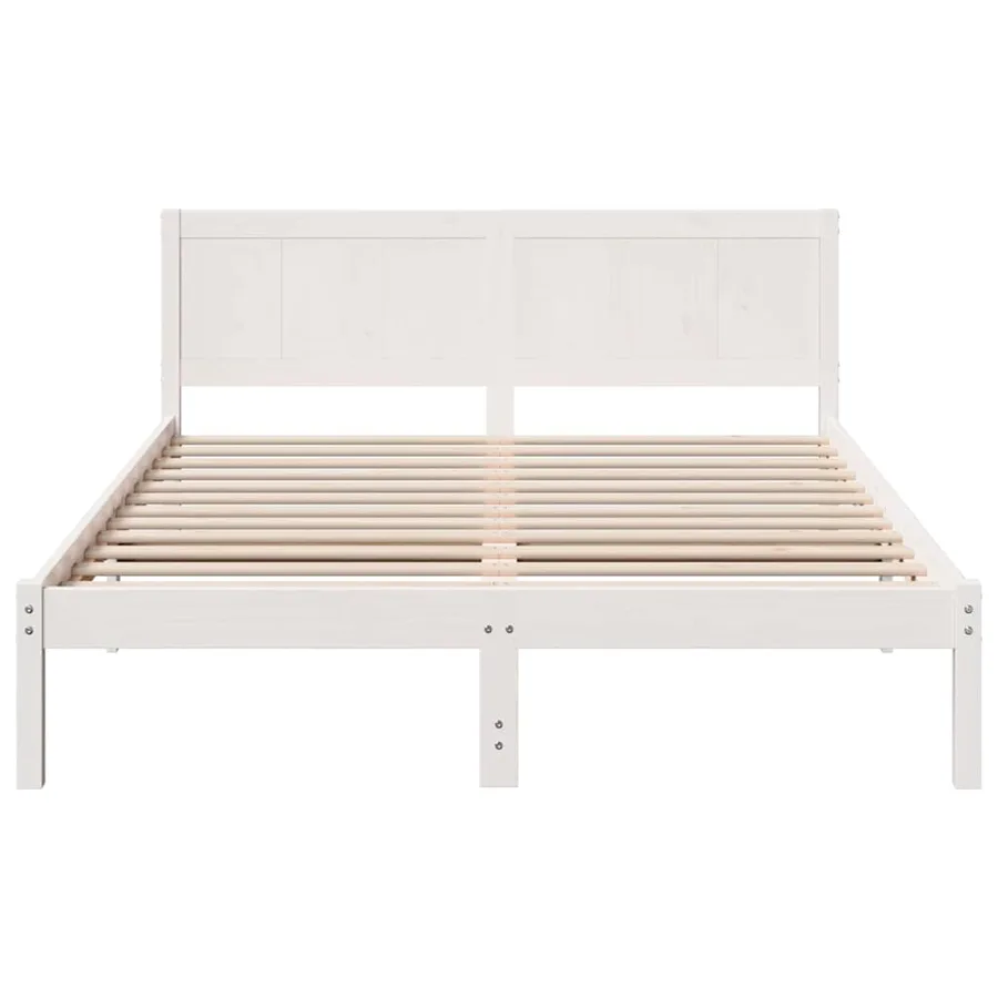 Cadre de lit Blanc 160 x 200 cm Bois de pin massif - 5
