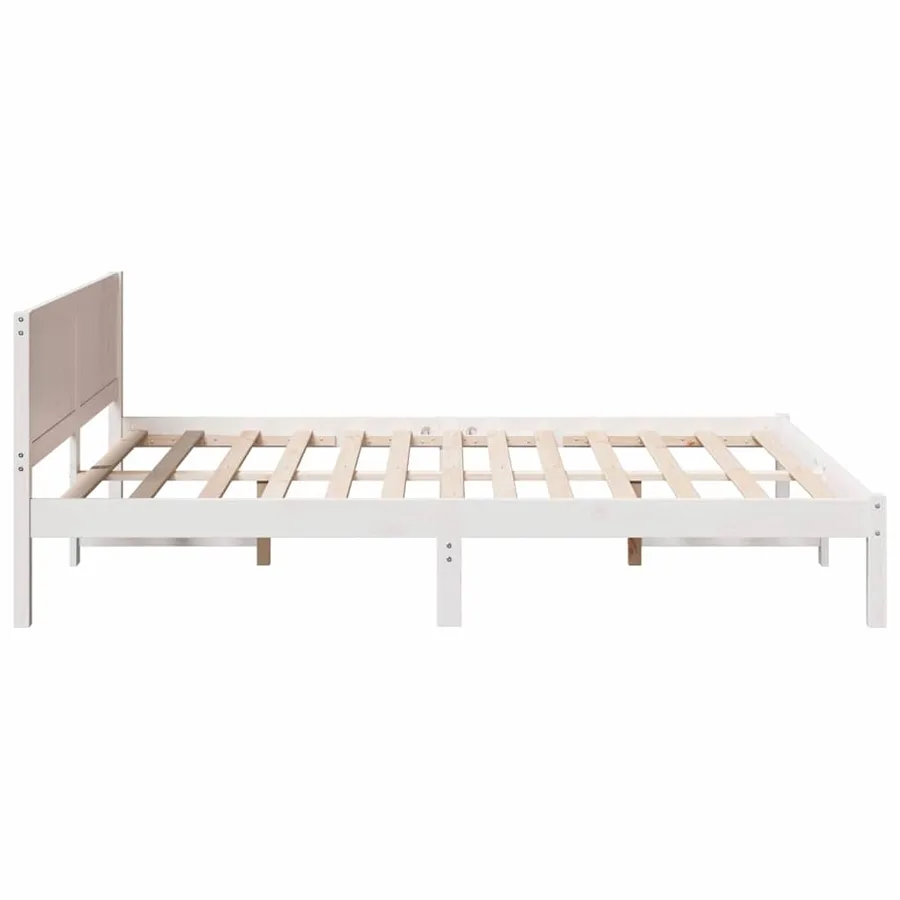 Cadre de lit Blanc 160 x 200 cm Bois de pin massif - 6
