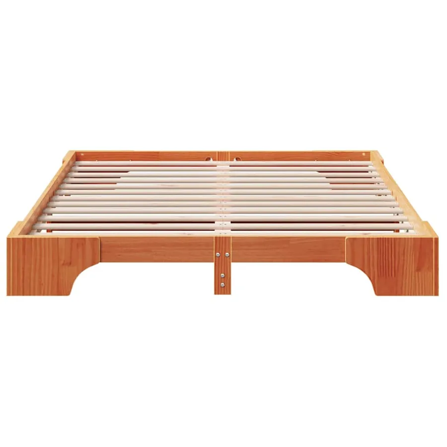 Cadre de lit Brun cire 150 x 200 cm Pin massif - 5