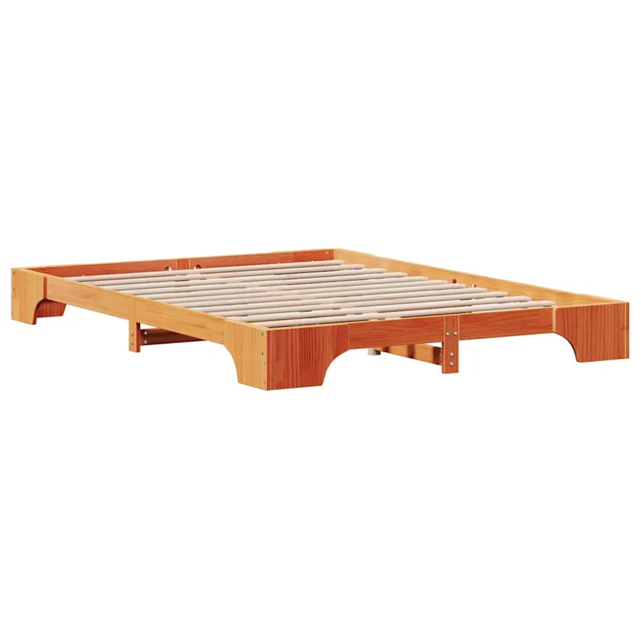 Cadre de lit Brun cire 150 x 200 cm Pin massif - 7