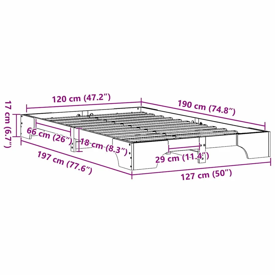 Cadre de lit Blanc 120 x 190 cm Pin massif - 8