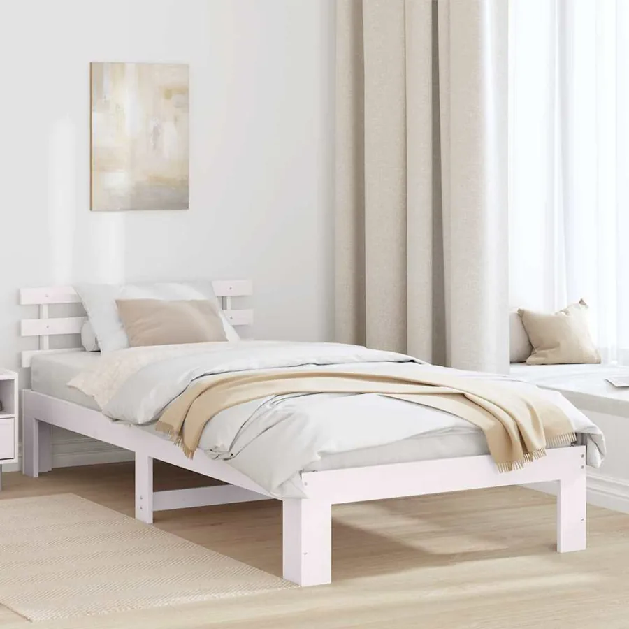 Cadre de lit avec tête de lit Blanc 80 x 200 cm Pin massif