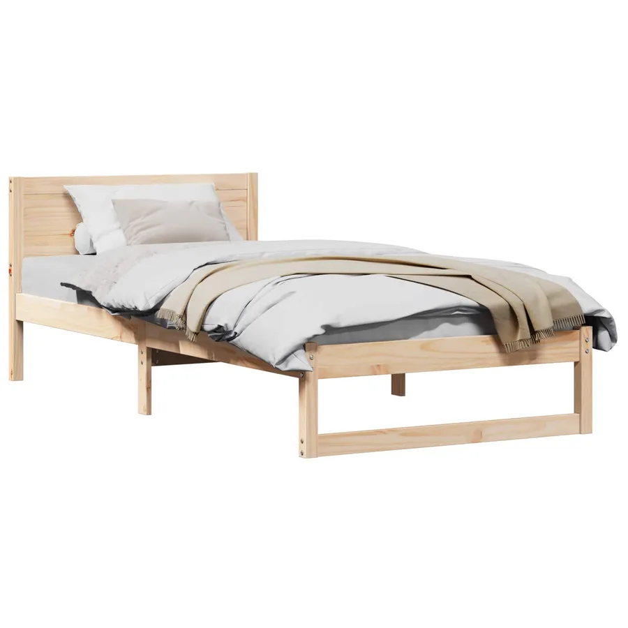 Cadre de lit avec tête de lit Naturel 90 x 190 cm Pin massif - 2