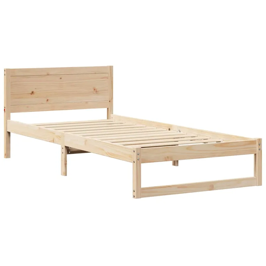 Cadre de lit avec tête de lit Naturel 90 x 190 cm Pin massif - 4