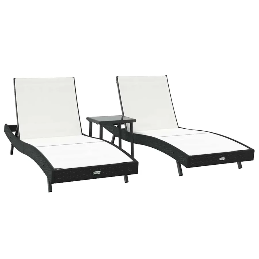 Transat 3 pcs Noir et Blanc 197 x 70 x 82 cm polyrotin - 2